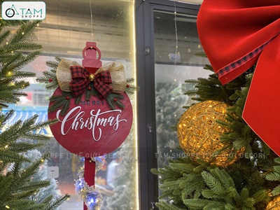 Bảng treo cửa giáng sinh lá PE dáng trái châu [2 Size - 3 màu] X-BTRC-40